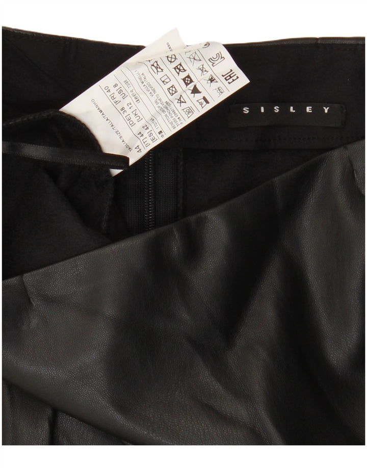 Damska asymetryczna spódnica skórzana Sisley UK 12 Medium W30 Czarny poliester