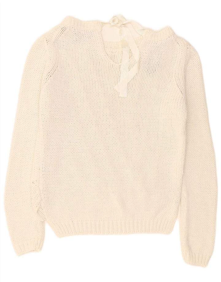 Sweter damski Massimo Dutti z dekoltem w łódkę UK 14 Średni biały
