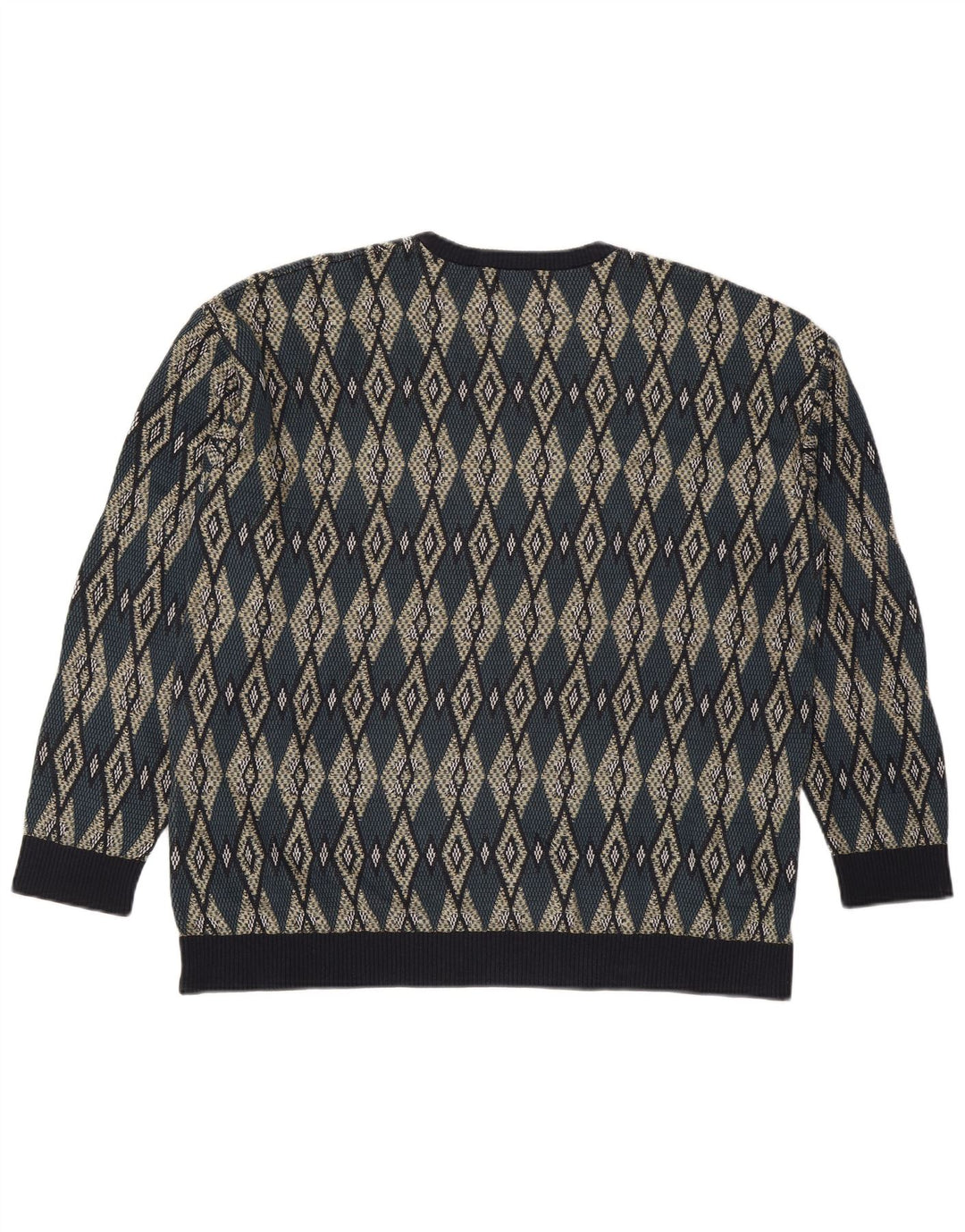 Męski sweter z okrągłym dekoltem Zara XL, wielokolorowy materiał argyle/diamentowy akryl