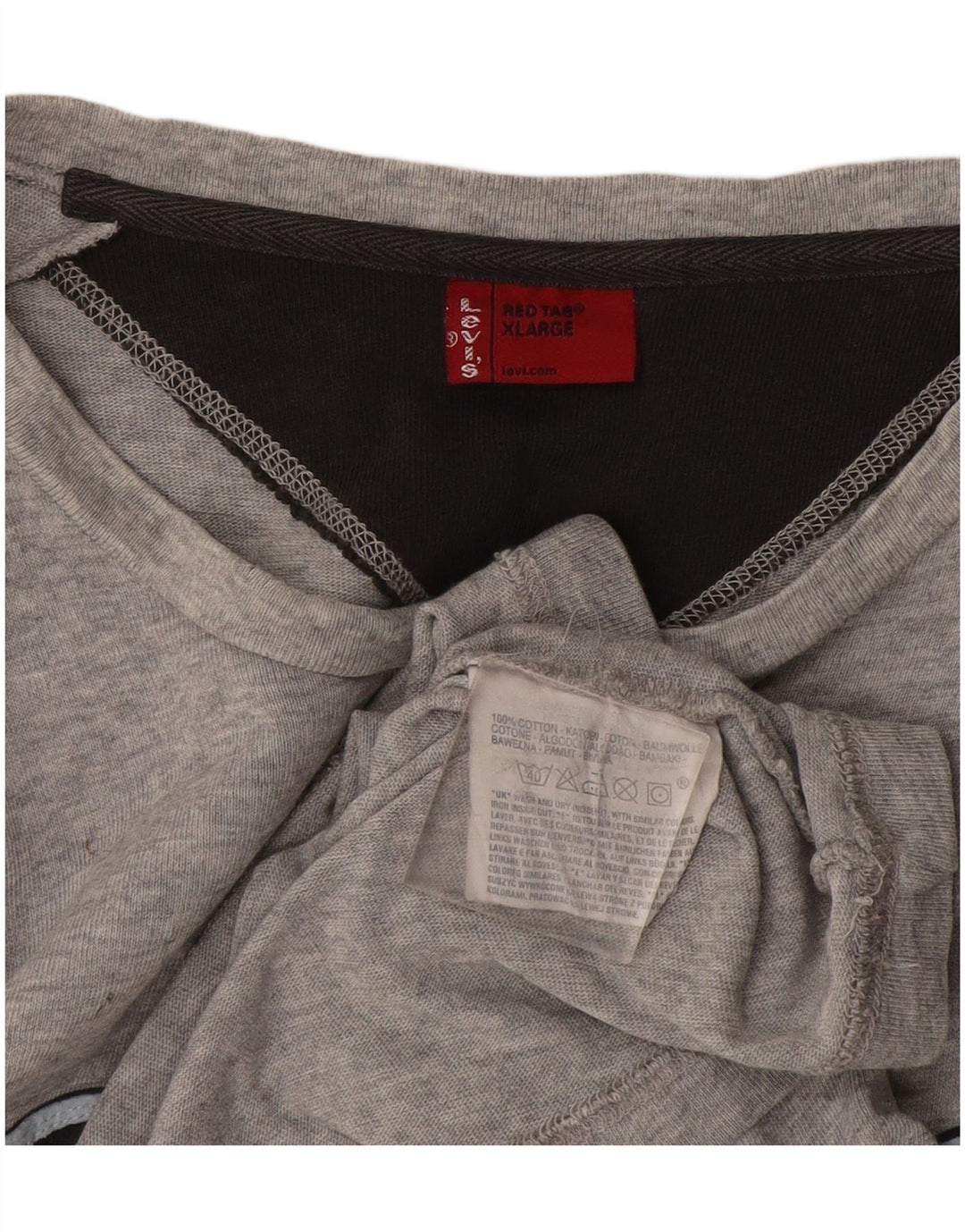 Męski graficzny top Levi's z długim rękawem XL, szary, bawełniany