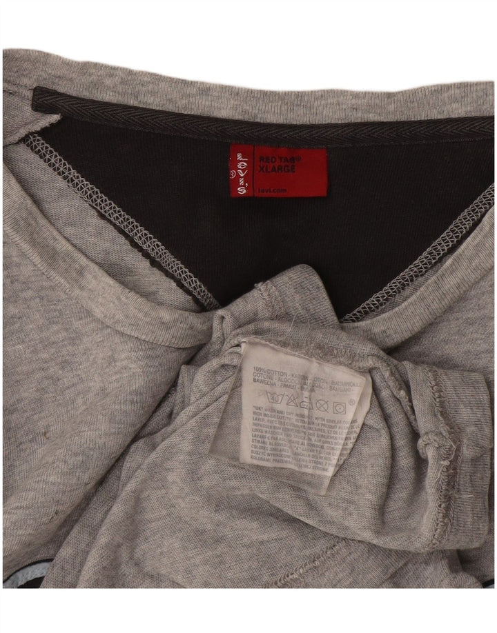 Męski graficzny top Levi's z długim rękawem XL, szary, bawełniany