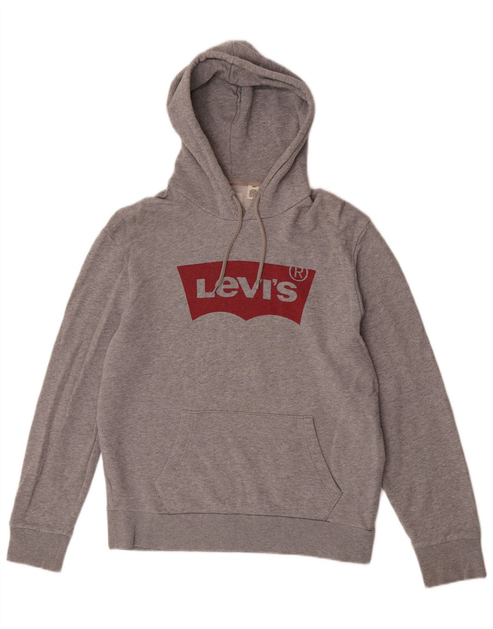 Męski sweter z kapturem i grafiką Levi's, średnioszary, bawełniany w cętki