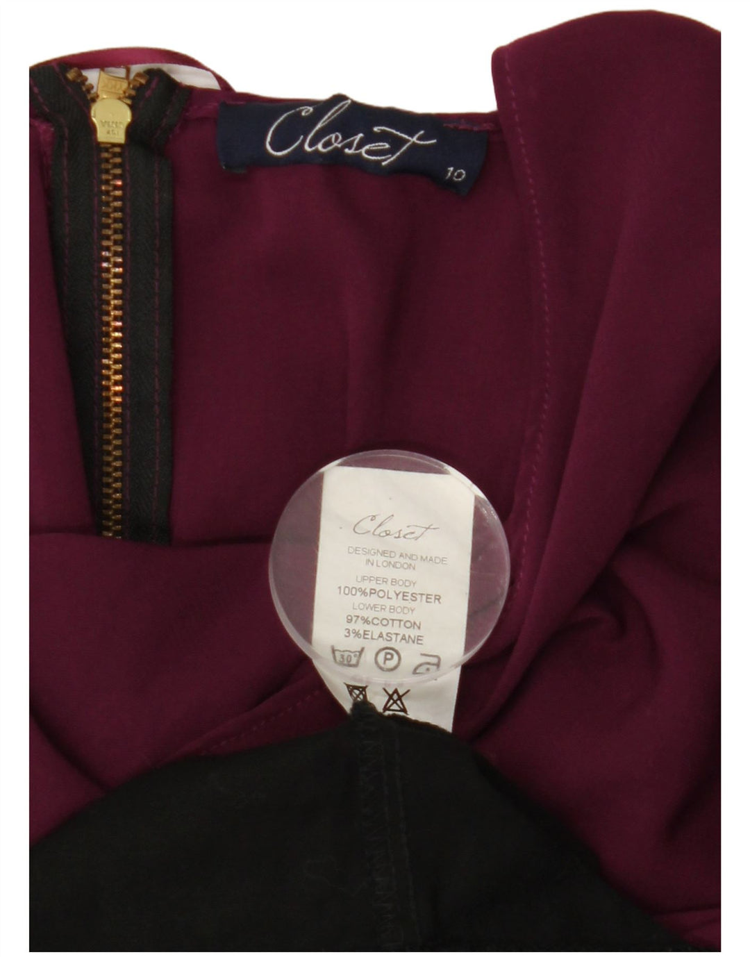 Damska sukienka płaszczowa bez rękawów CLOSET UK 10, mała, czarna, bawełniana w bloki kolorów