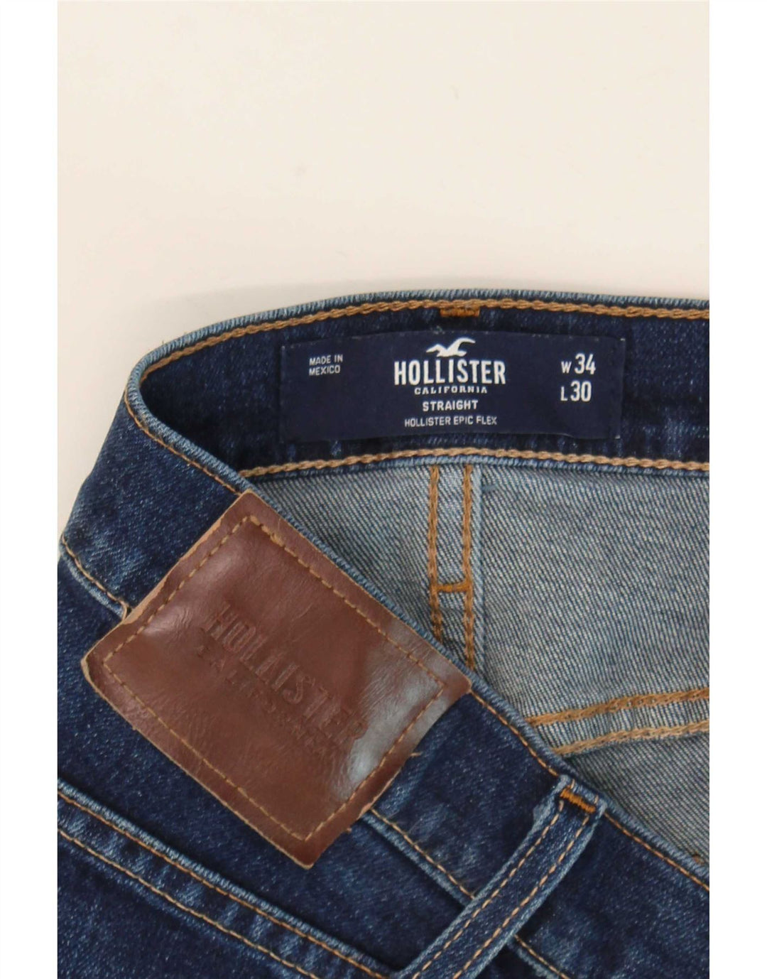 Męskie proste dżinsy Hollister W34 L30 niebieskie