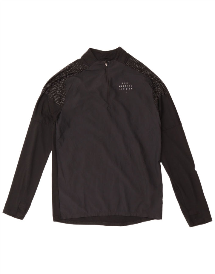 Męska koszulka Nike Dri Fit z zamkiem błyskawicznym i długim rękawem, mały, czarny, kropkowany poliester