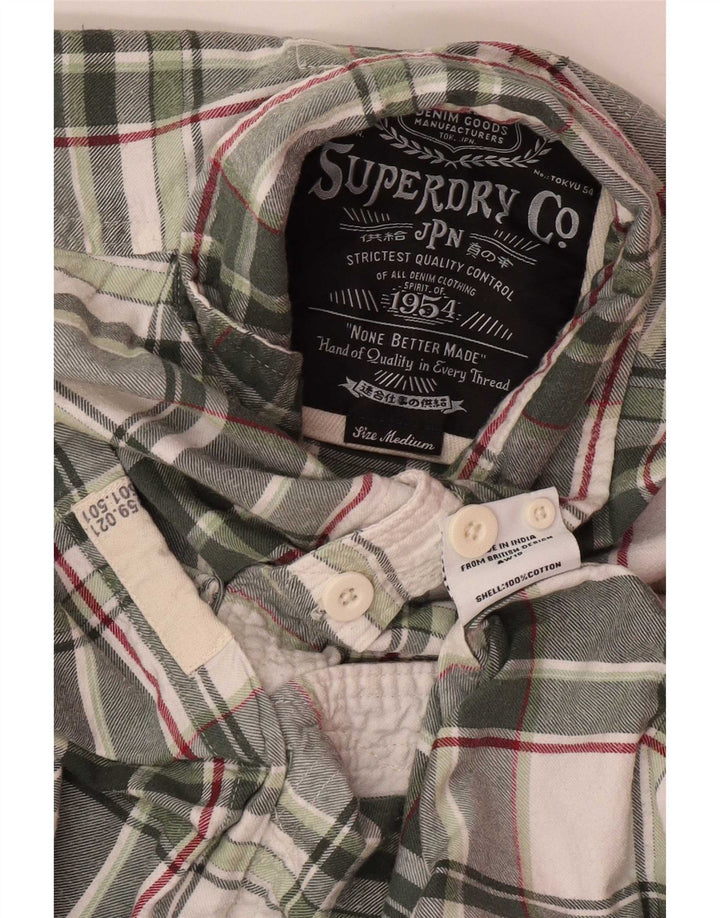 Męska koszula flanelowa Superdry w średnią zieloną kratę, bawełniana
