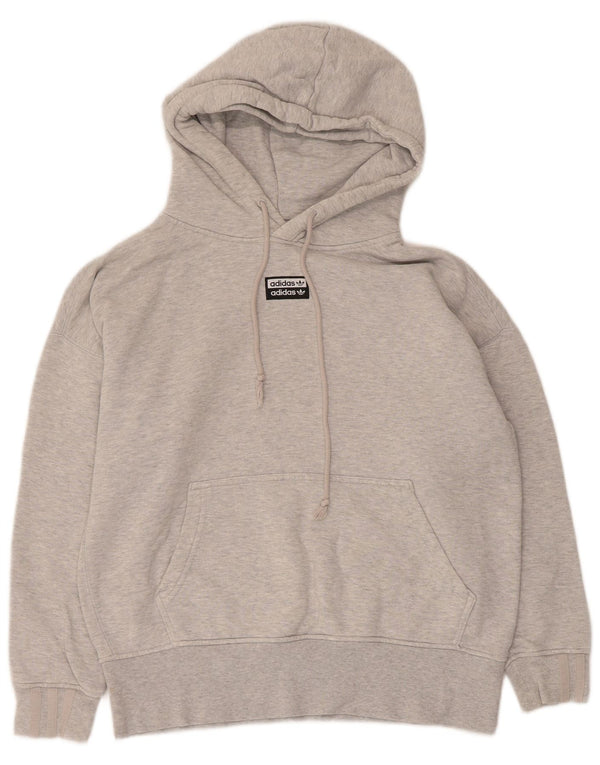 Damska bluza z kapturem, oversize, z kapturem Adidas, UK 4 XS, szara, nakrapiana bawełna