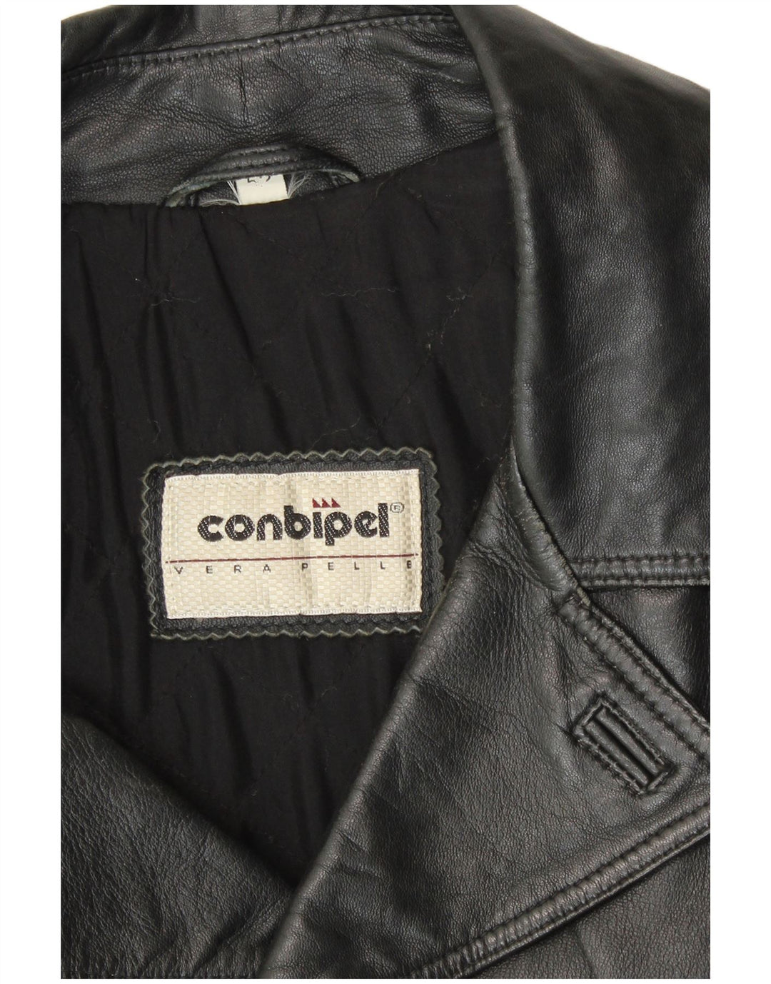 Conbipel Męski dwurzędowy płaszcz skórzany rozmiar 52, duża czarna skóra