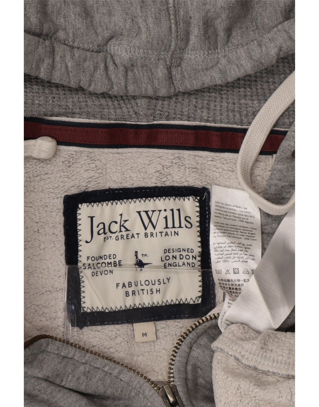 Męski sweter z kapturem i zamkiem Jack Wills, średnioszary, bawełniany