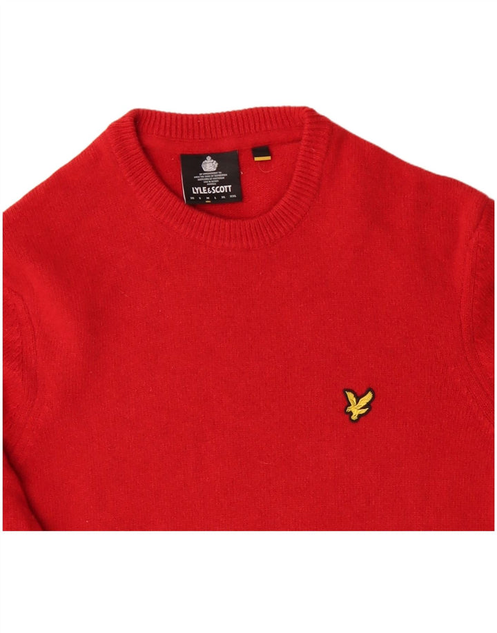 Męski sweter z okrągłym dekoltem LYLE & SCOTT, średnia czerwona wełna