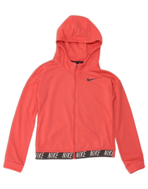 Dziewczęca bluza z kapturem Nike Dri Fit z grafiką i zamkiem błyskawicznym 13-14 lat Różowy blok kolorów
