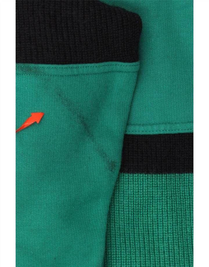 Męski sweter rozpinany VINTAGE, duży, zielony, wełniany blok kolorów