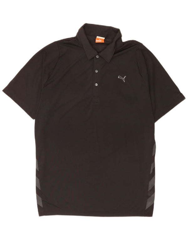 Męska koszulka polo Puma z grafiką, duża, czarna, z blokami kolorów, z poliestru