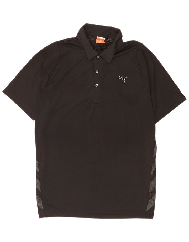 Męska koszulka polo Puma z grafiką, duża, czarna, z blokami kolorów, z poliestru