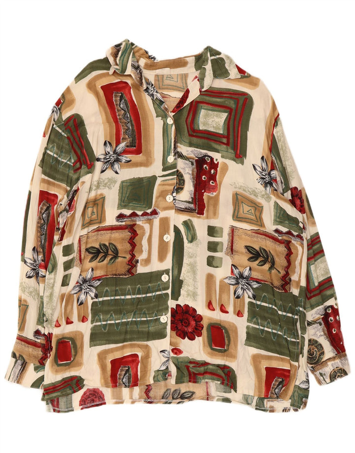 Damska bluzka koszulowa w stylu vintage IT 48 XL Wielobarwna patchworkowa wiskoza