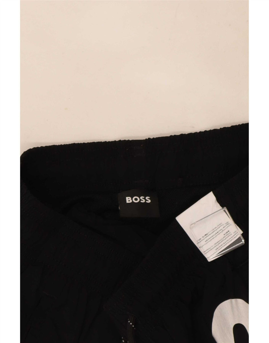 Męskie spodenki kąpielowe Hugo Boss z grafiką, małe, czarne, z poliamidu