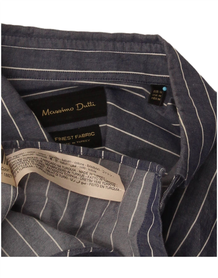 Koszula męska Massimo Dutti o regularnym kroju, bawełniana w średnie granatowe paski