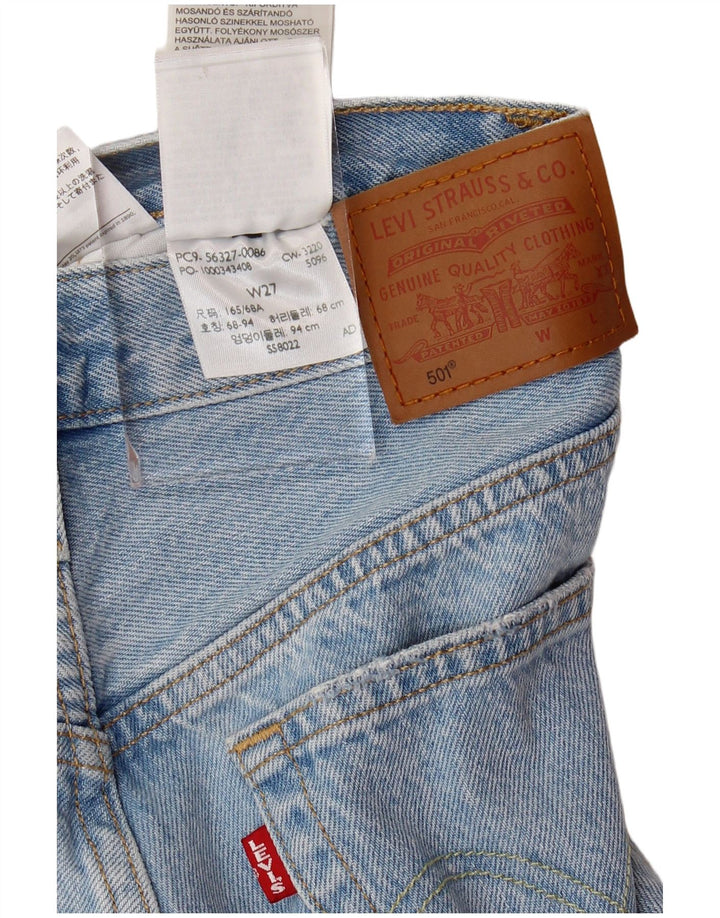 Damskie spodenki jeansowe LEVI'S 501 z wysokim stanem W27, małe, niebieskie, bawełniane
