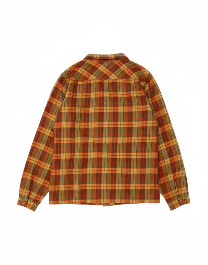 MARCELLO CIONI Womens Flannel Shirt IT 44 Medium Khaki Plaid Cotton