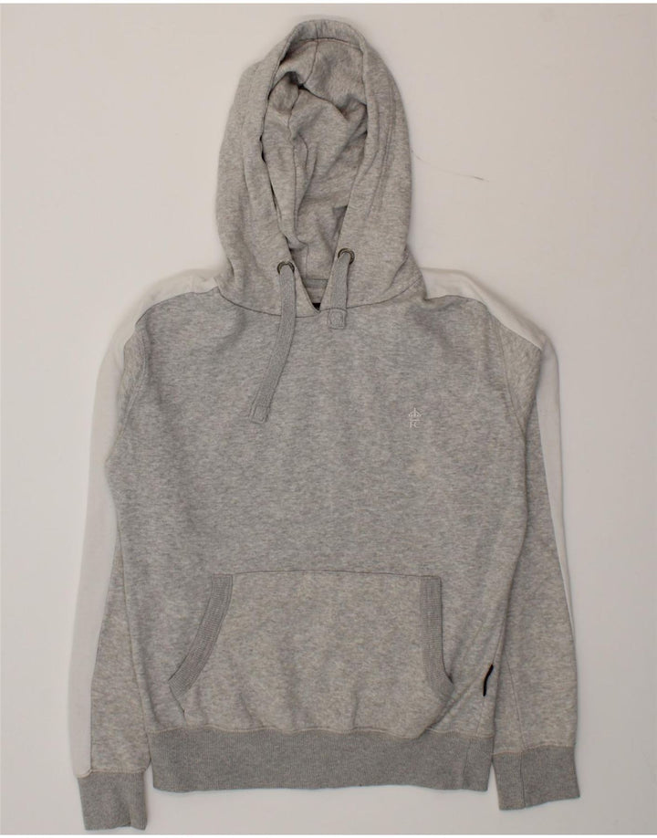 FRENCH CONNECTION Mens Hoodie Jumper Small Grey Colourblock Cotton Vintage French Connection and Second-Hand French Connection from Messina Hembry 