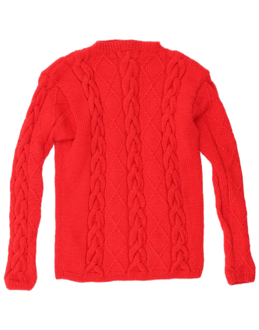 Sweter damski w stylu vintage z golfem UK 12, średni czerwony