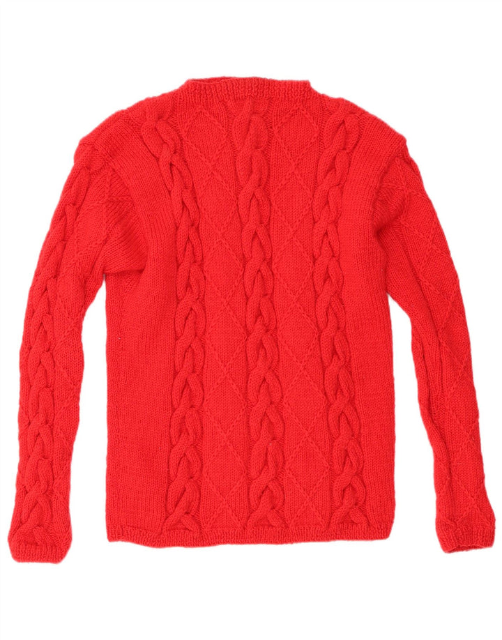 Sweter damski w stylu vintage z golfem UK 12, średni czerwony