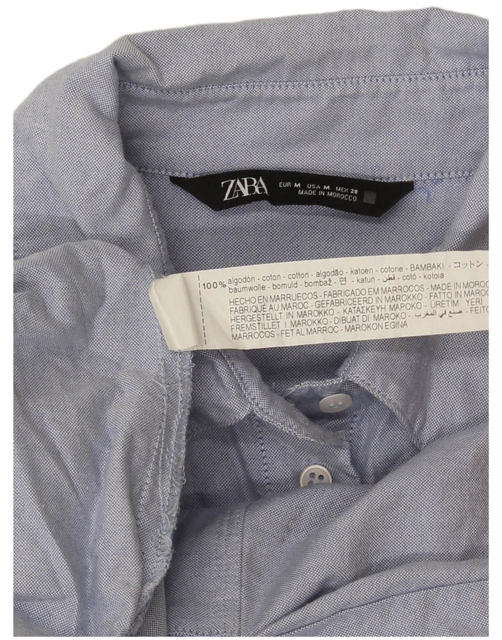 Damska długa koszula oversize Zara UK 14, średnia niebieska, bawełniana
