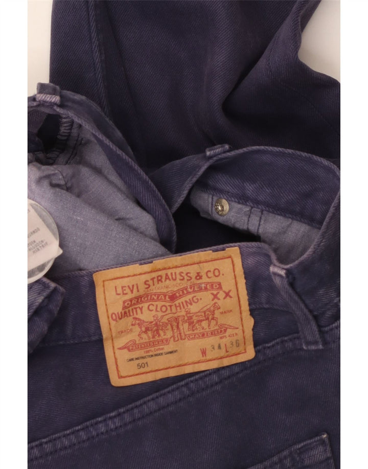 Męskie dżinsy Levi's 501 Straight W34 L29 Fioletowa bawełna