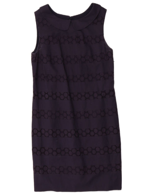 BODEN Womens Sleeveless Shift Dress UK 12 Medium Navy Blue Spotted Cotton