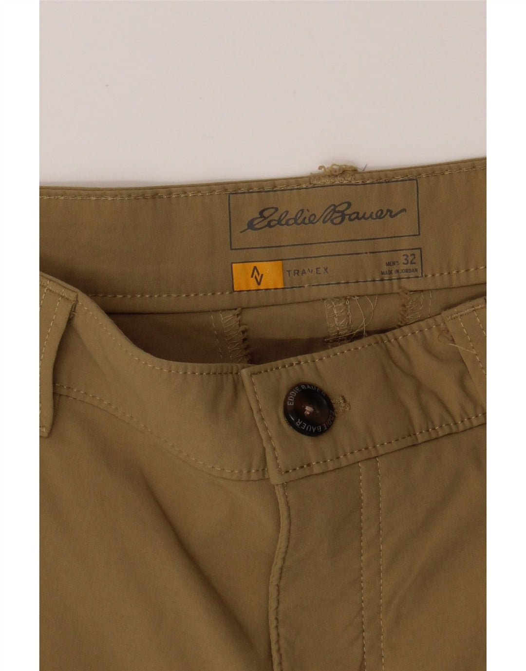 EDDIE BAUER Mens Chino Shorts W32 Medium  Brown Nylon Vintage Eddie Bauer and Second-Hand Eddie Bauer from Messina Hembry 