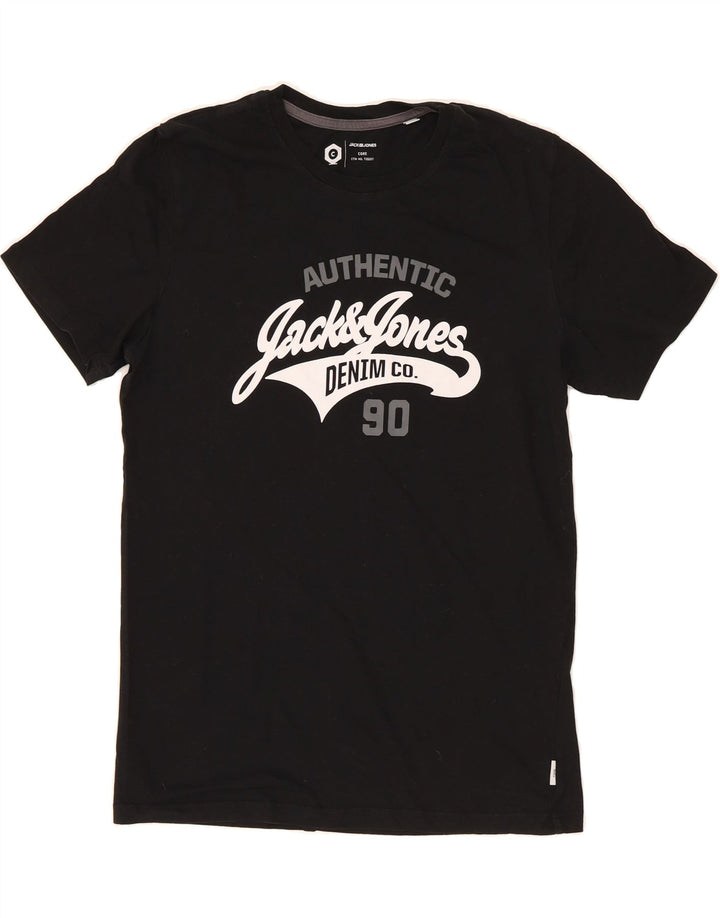 JACK & JONES Mens Graphic T-Shirt Top Medium Black Cotton Vintage Jack & Jones and Second-Hand Jack & Jones from Messina Hembry 