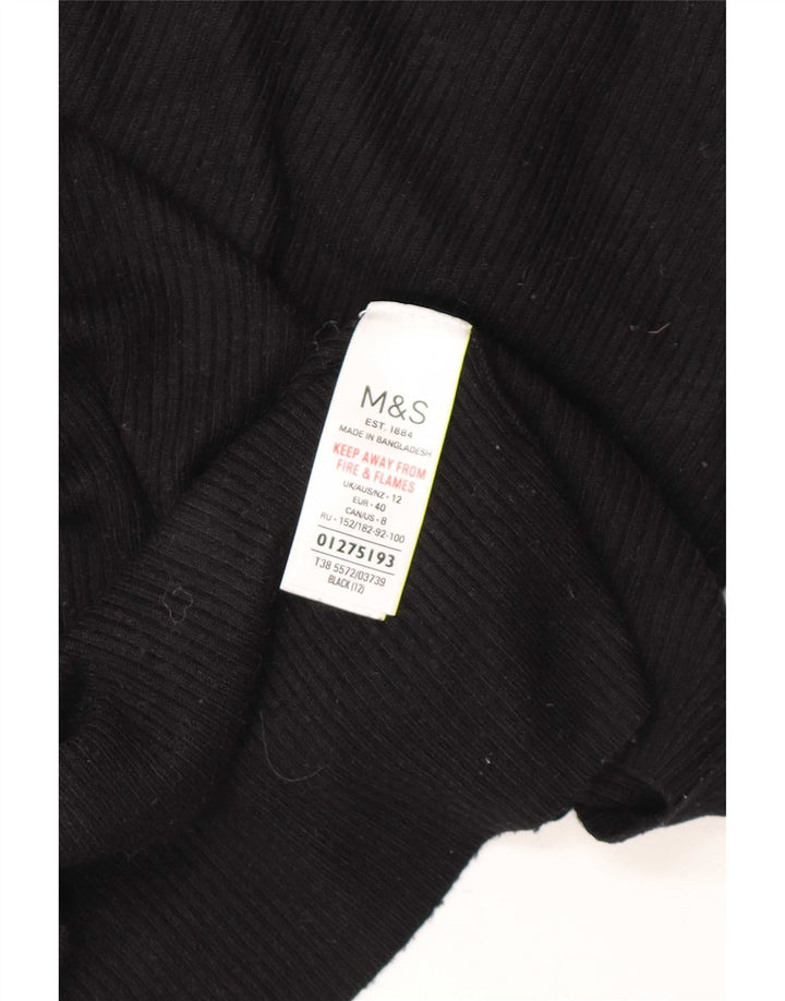 Marks & Spencer Damski sweter z golfem UK 12, średni czarny wiskoza