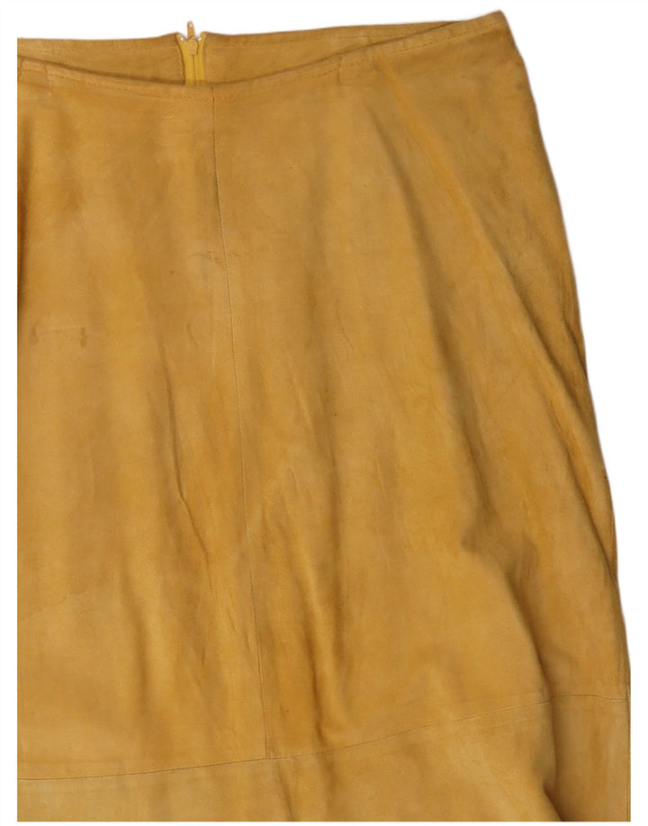 Damska zamszowa spódnica VINTAGE IT 44 Medium W30 Żółta skóra