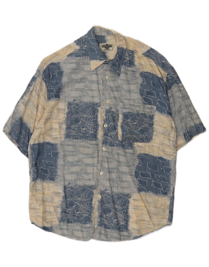 Męska koszula z krótkim rękawem RAYBEST, średnioniebieska, geometryczna