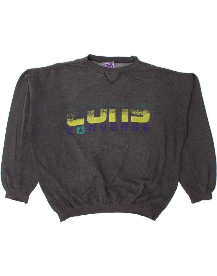 CONVERSE Womens Oversized Graphic Sweatshirt Jumper UK 14 Medium Grey Vintage Converse and Second-Hand Converse from Messina Hembry 