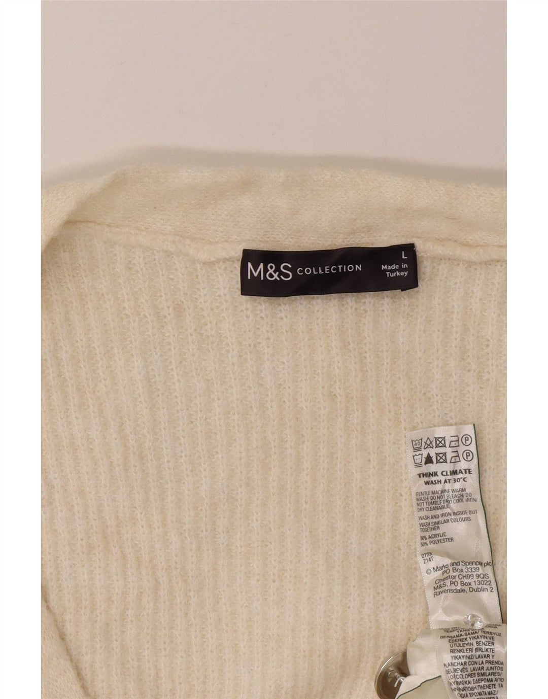 Marks & Spencer Damski sweter oversize UK 16, duży w kolorze złamanej bieli