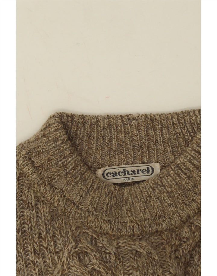 Cacharel Męski sweter z okrągłym dekoltem, duży beżowy Fair Isle