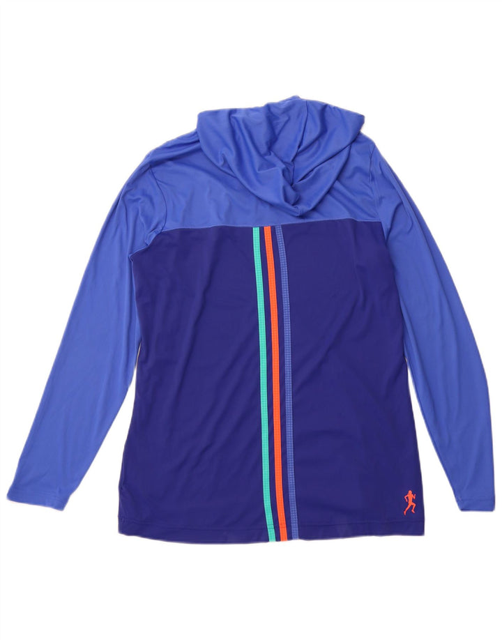 ADIDAS Womens Climalite Top Long Sleeve UK 14 Medium  Blue Colourblock