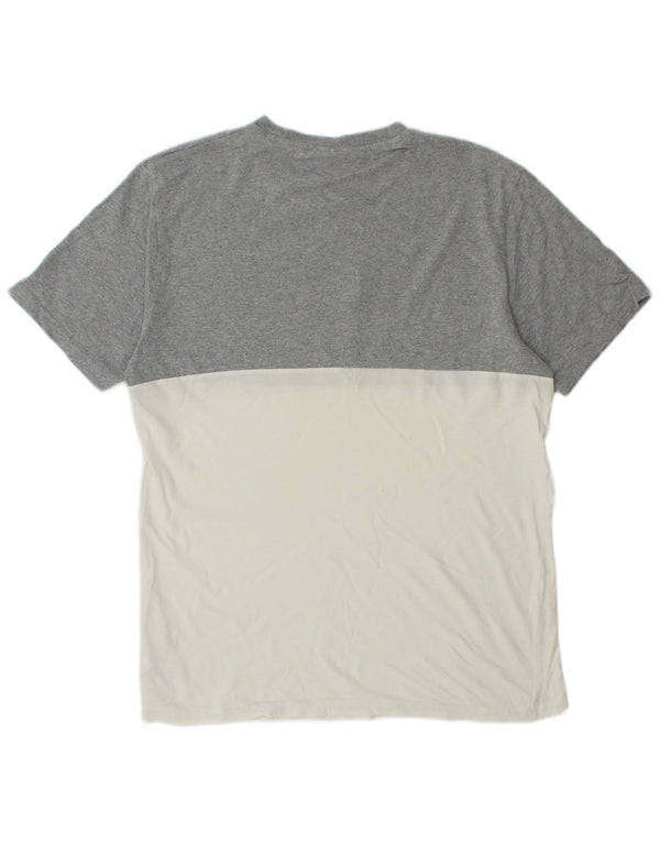 Męski T-shirt Fila z grafiką, bawełniany, średnioszary, z blokami kolorów