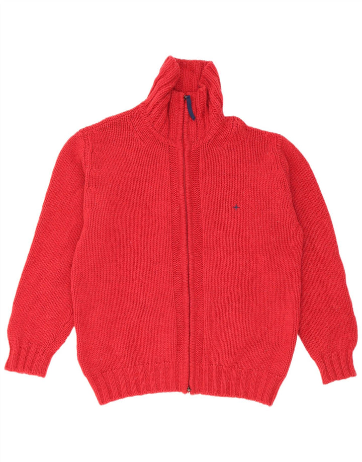 Męski sweter rozpinany White Sails, duży, z czerwonej wełny dziewiczej
