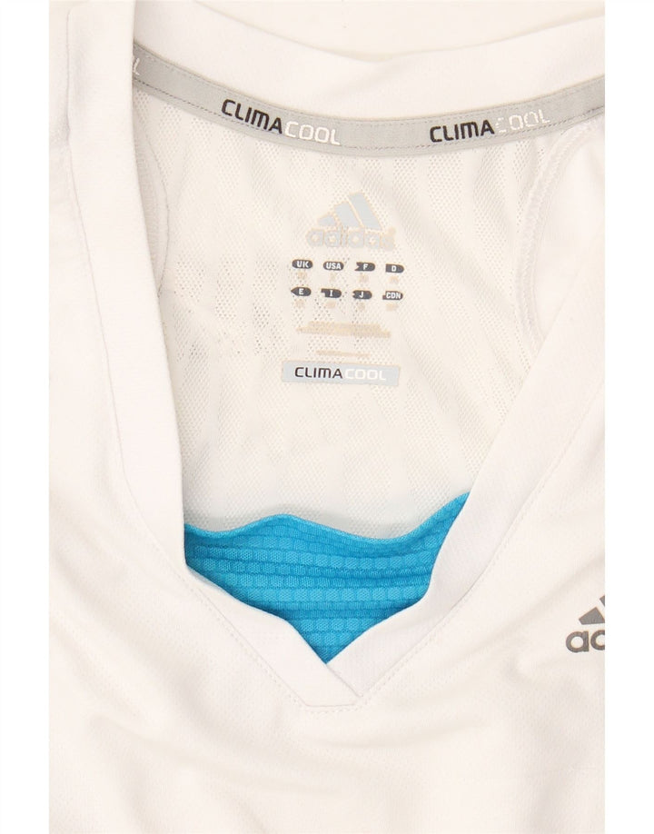 ADIDAS Womens Climacool T-Shirt Top UK 10 Small White Colourblock Vintage Adidas and Second-Hand Adidas from Messina Hembry 