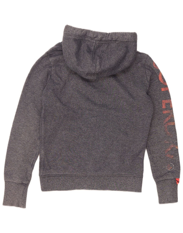 Damski sweter z kapturem Superdry z grafiką i zamkiem błyskawicznym UK 10, mały, szary, bawełniany