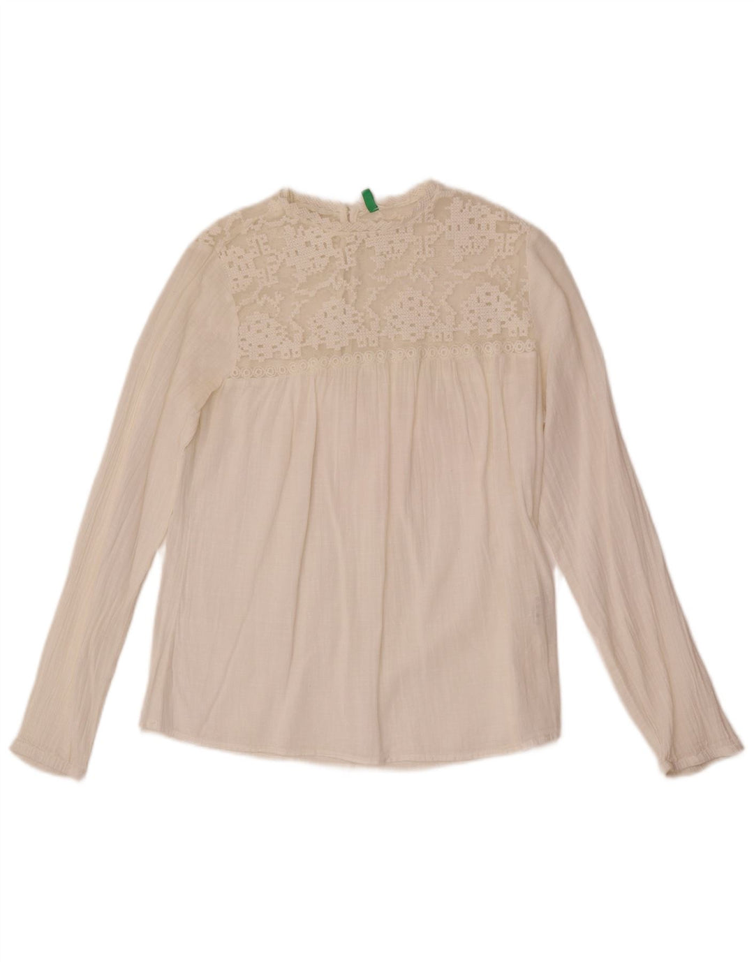 Damska bluzka z długim rękawem Benetton Top UK 10 Small White Cotton