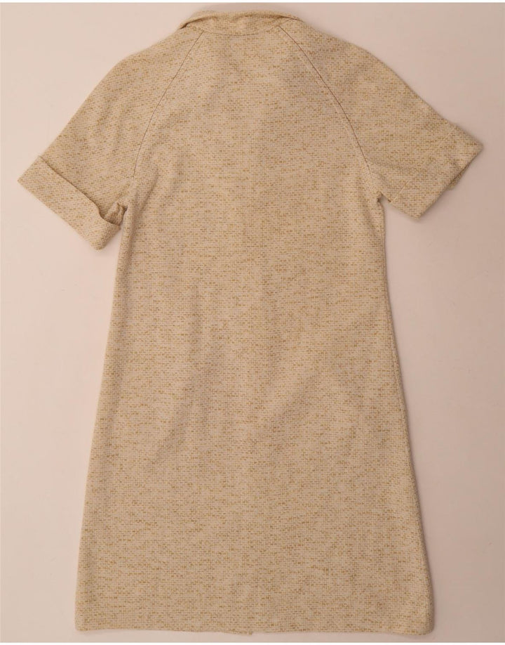 Vintage damska sukienka typu shift UK 14 w kolorze średniego beżu nakrapianego