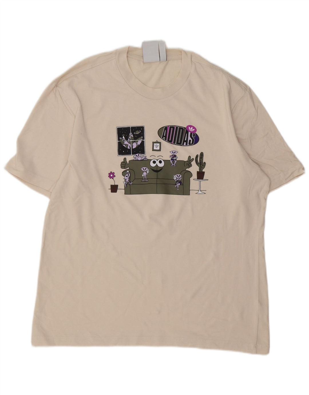 Męski T-shirt z grafiką ADIDAS, duży, biały