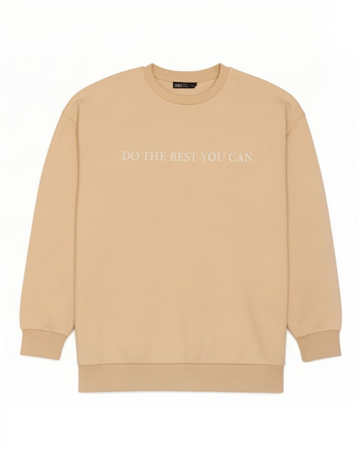 Damska bluza z grafiką Zara, sweter UK 10, mała, beżowa, bawełniana