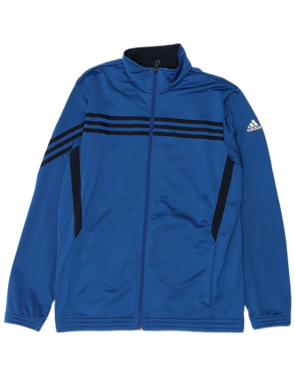 Adidas Męska bluza dresowa UK 42/44 Duży niebieski poliester z blokami kolorów