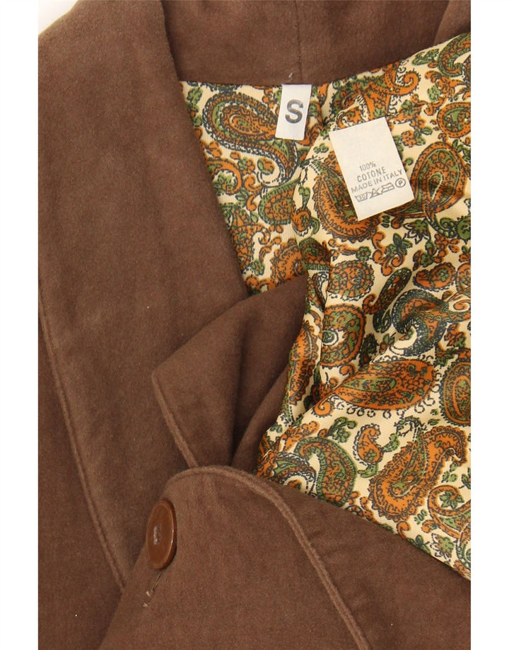 Vintage damska marynarka zapinana na 2 guziki UK 10, mała, brązowa bawełna