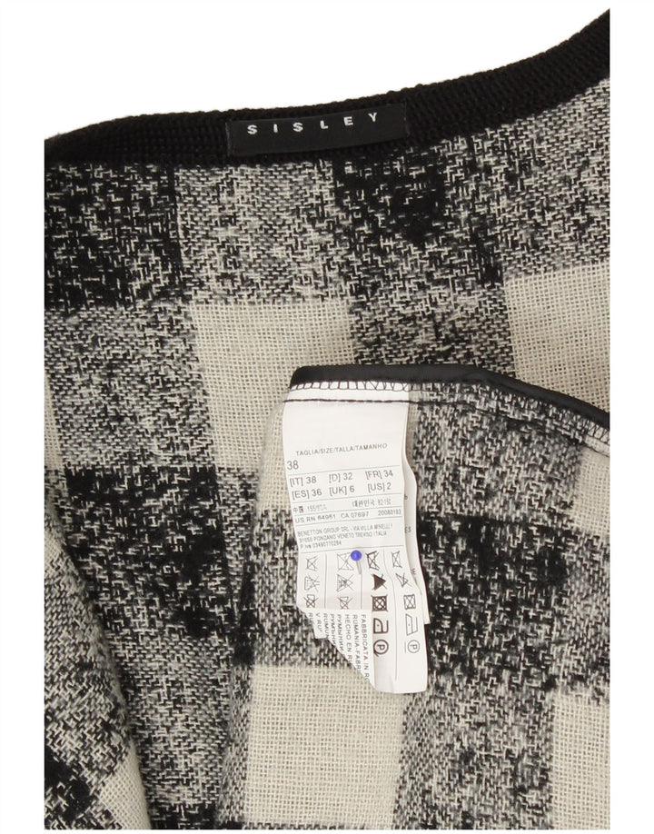 Damska marynarka oversize Sisley UK 6 XS, czarna bawełniana kratka, akryl