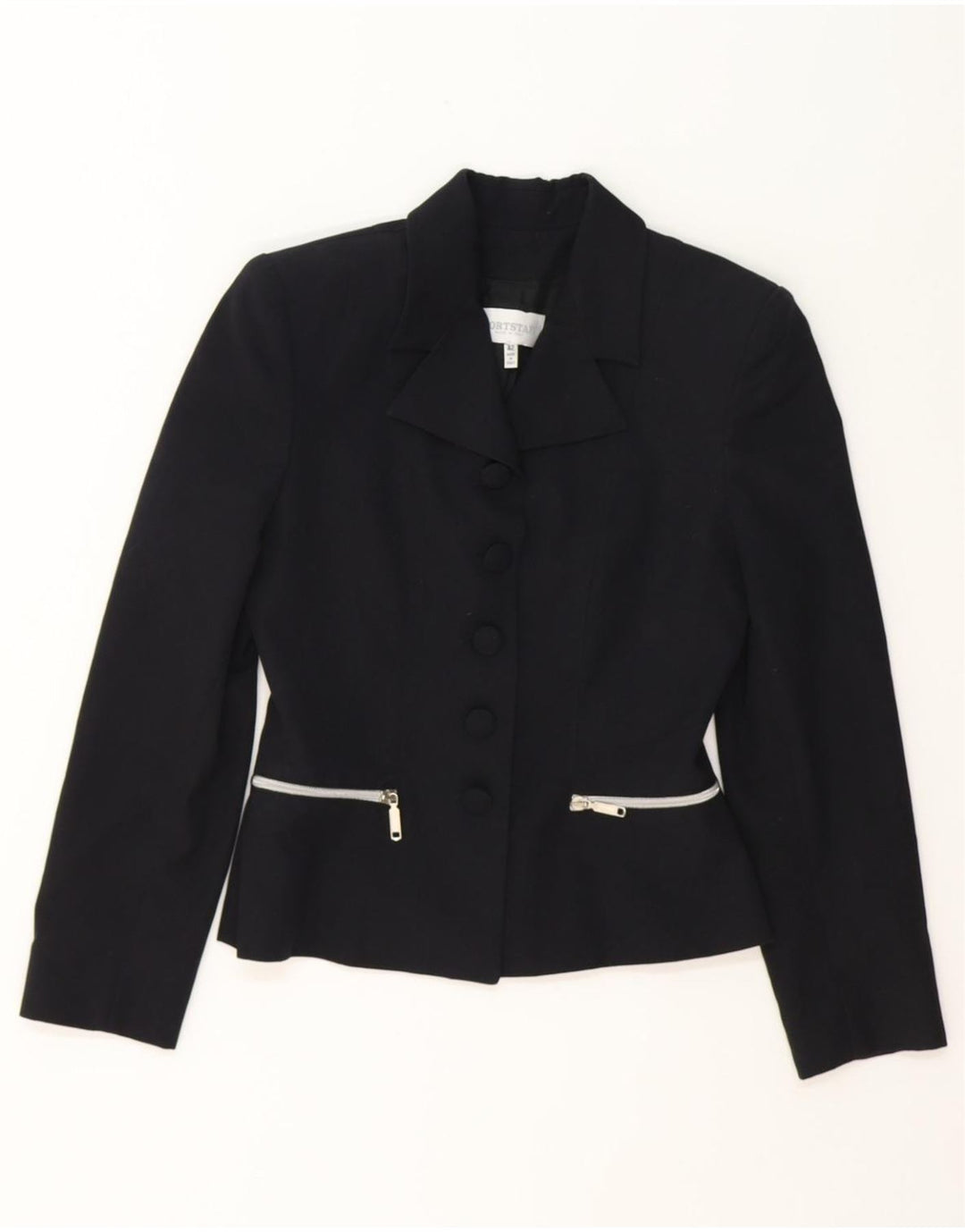 SPORTSTAFF Womens 5 Button Blazer Jacket IT 42 Medium Black Polyester Vintage Sportstaff and Second-Hand Sportstaff from Messina Hembry 